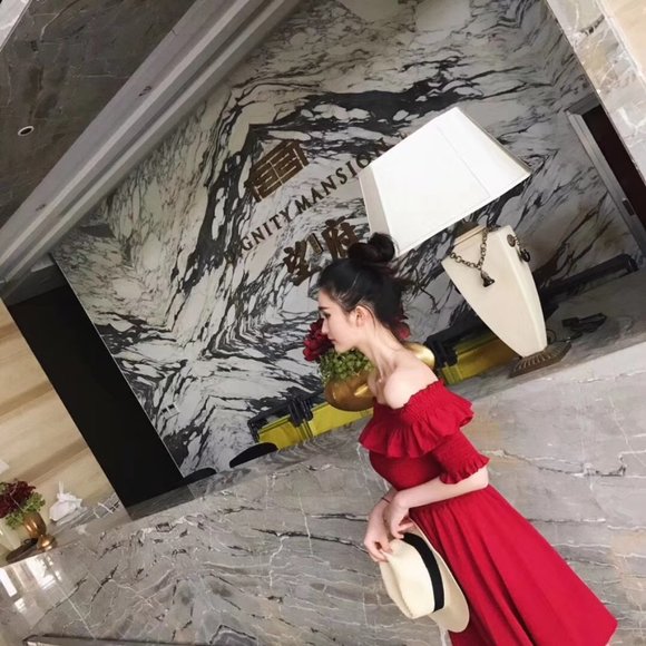 Off Shoulder Summer Dress Red - Picture 2 of 8